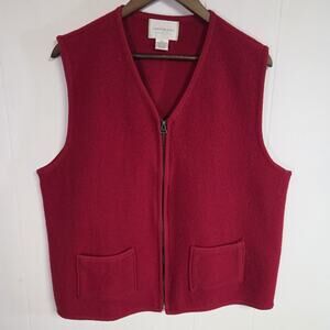 Vintage Capistrano Essentials Boiled Wool Zip Up Vest Red Pockets Size 18 / 20
